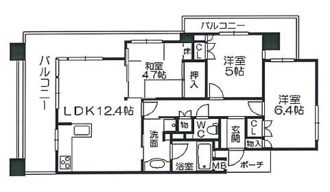 Floor plan. 3LDK, Price 19,800,000 yen, Occupied area 66.01 sq m , Balcony is spacious with a balcony area 25.83 sq m square room