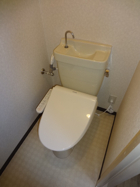 Toilet. Heating hot water toilet seat