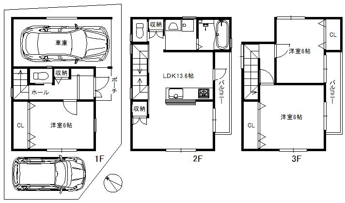 Floor plan. 32,800,000 yen, 3LDK, Land area 66.28 sq m , Building area 86.67 sq m