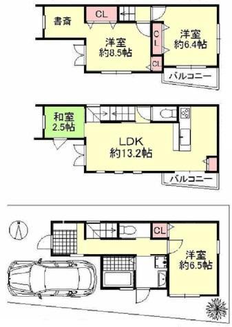 Floor plan. House of a little Japanese-style happy 3LDK