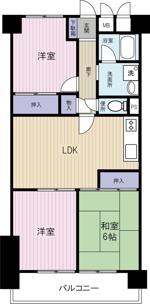 Floor plan. 3LDK, Price 15.8 million yen, Footprint 66.2 sq m , Balcony area 9.03 sq m