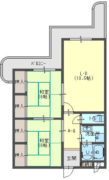Floor plan. 2LDK, Price 12.8 million yen, Footprint 59.1 sq m , Balcony is of particular interest on the balcony area 14.88 sq m 2LDK! It is really amazing balcony see once