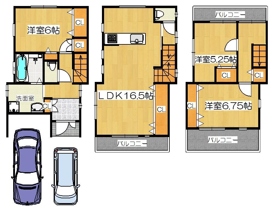 Compartment view + building plan example. Building plan example, Land price 15.9 million yen, Land area 72.4 sq m , Building price 15.1 million yen, Building area 97.19 sq m