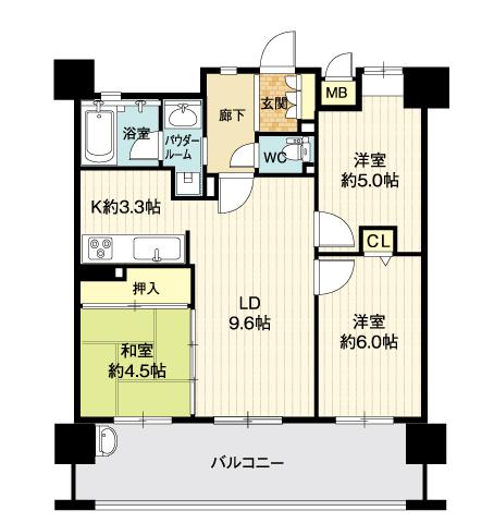 Floor plan. 3LDK, Price 21.5 million yen, Occupied area 59.68 sq m , Balcony area 15.39 sq m floor plan