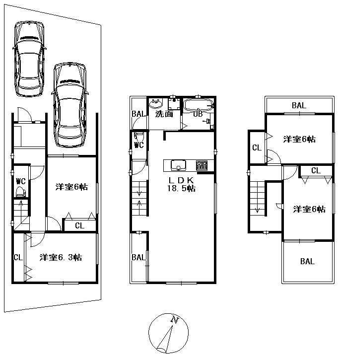 Floor plan. (No. 2 locations), Price 33,900,000 yen, 4LDK, Land area 74.87 sq m , Building area 99.62 sq m