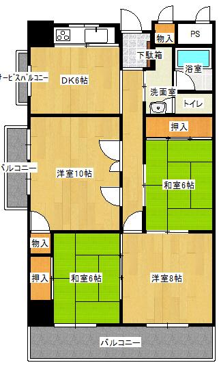 Floor plan. 4DK, Price 13,900,000 yen, Occupied area 83.52 sq m