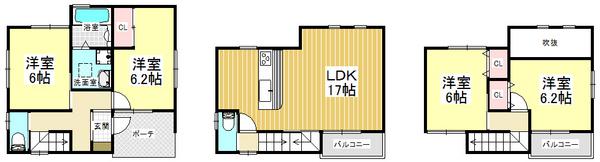 Floor plan. 33,800,000 yen, 4LDK, Land area 100.16 sq m , Spacious living space in the building area 95.58 sq m all room 6 tatami mats or more ☆