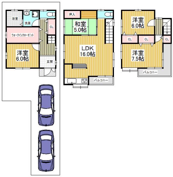 Floor plan. 38,800,000 yen, 4LDK, Land area 96.85 sq m , Building area 105.3 sq m