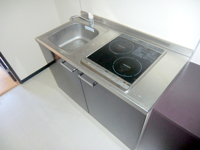 Kitchen. Cleaning is Easy system kitchen two-burner stove.