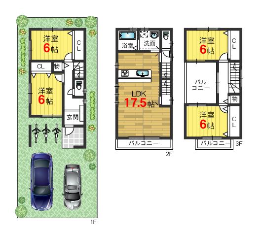 Floor plan. 32,800,000 yen, 4LDK, Land area 87.82 sq m , Building area 80 sq m B No. land
