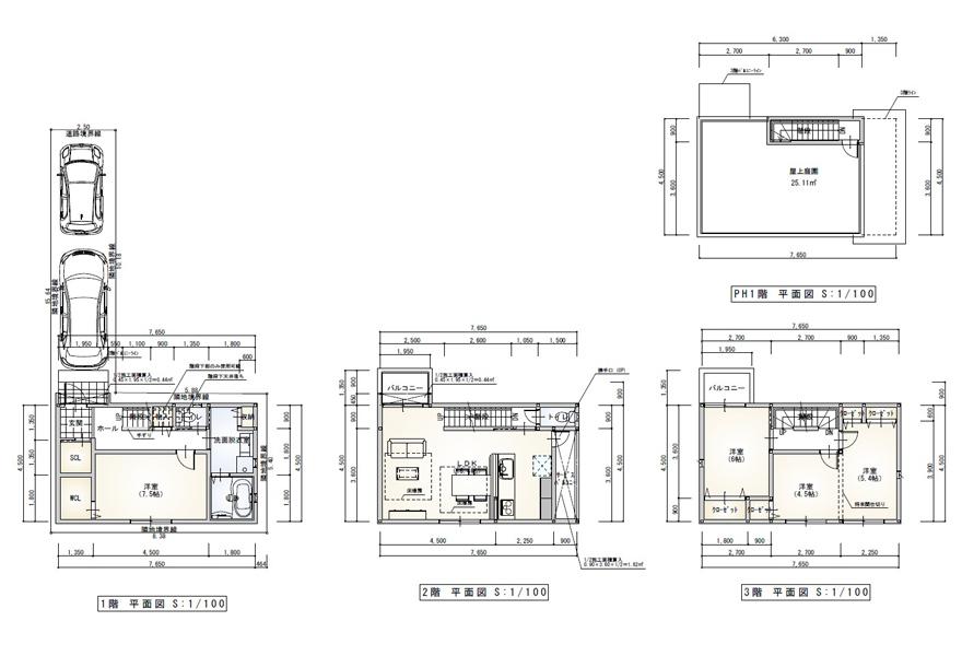 Other. No. 4 place reference Floor Plan ☆ Living space on the second floor, And the combined on the first floor and the third floor 4 room. Equipped with a large closet in each room.