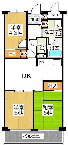 Floor plan. 3LDK, Price 10.8 million yen, Footprint 59 sq m , Balcony area 6.48 sq m