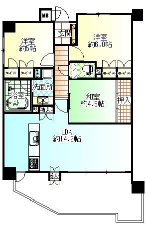 Floor plan. 3LDK, Price 24,800,000 yen, Occupied area 67.58 sq m , Balcony area 14.25 sq m