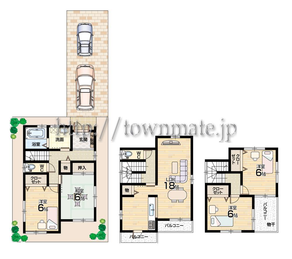 Floor plan. (No. 3 locations), Price 28.8 million yen, 4LDK, Land area 91.07 sq m , Building area 101.25 sq m