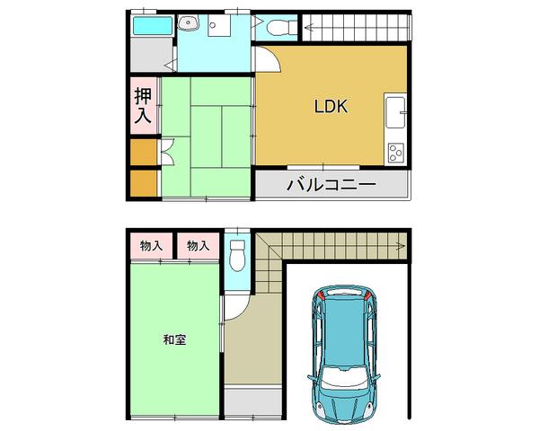 Floor plan. 18.3 million yen, 2LDK, Land area 54.02 sq m , Built-in garage to protect the building area 74.39 sq m important car