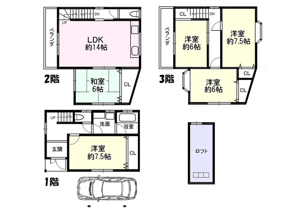 Floor plan. 29,300,000 yen, 5LDK, Land area 62 sq m , Building area 107.7 sq m