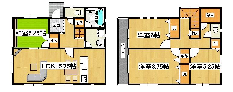 Floor plan. (Building 2), Price 31,300,000 yen, 4LDK+S, Land area 208.27 sq m , Building area 101.24 sq m