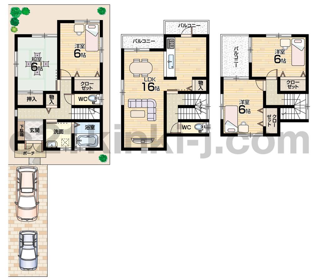 Floor plan. (No. 3 locations), Price 29,800,000 yen, 4LDK, Land area 91.07 sq m , Building area 101.25 sq m