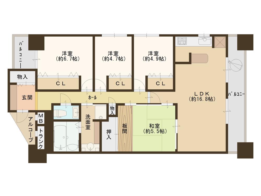 Floor plan. 4LDK, Price 28 million yen, Occupied area 88.71 sq m , Balcony area 17.53 sq m