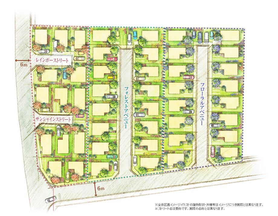 The entire compartment Figure. Ruby Court ・ Amethyst Court ・ Big project "premium Forest Itakano" of the total 45 compartments consisting of Emerald Court and three city blocks (the entire compartment view image illustrations)