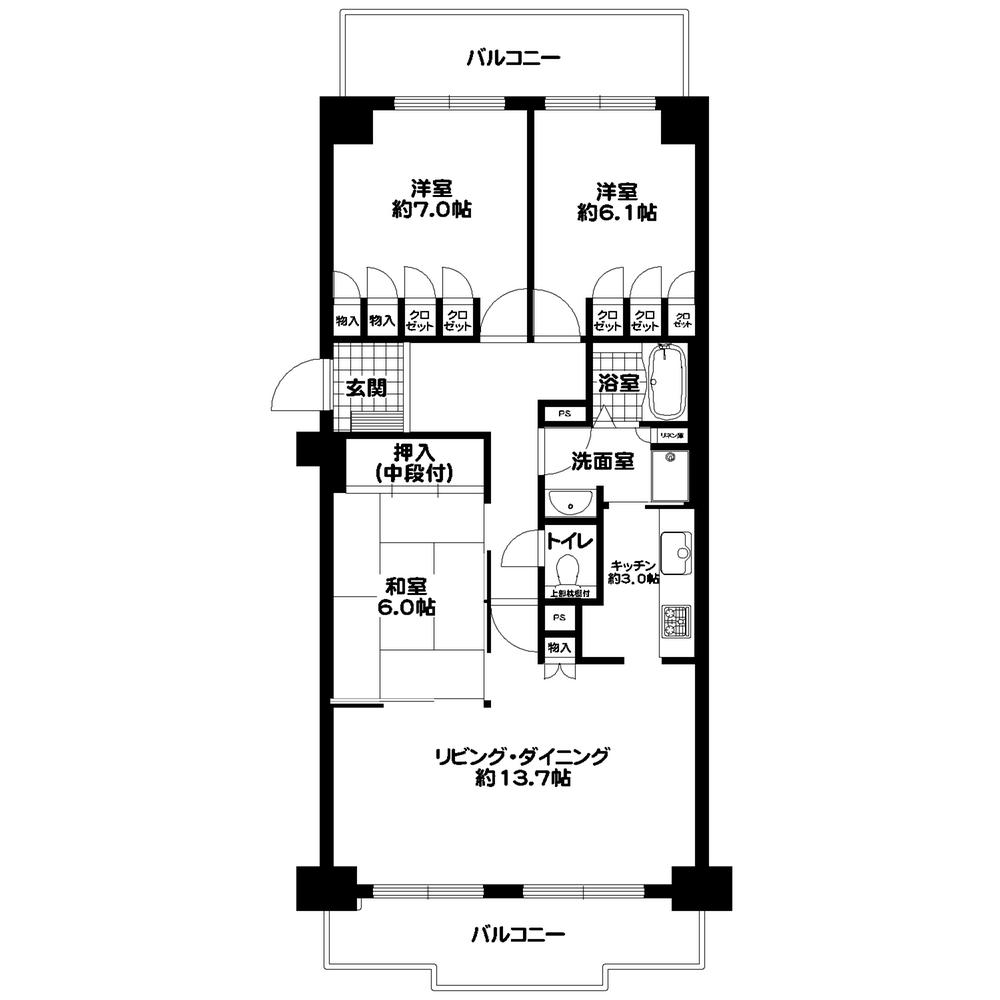 Floor plan. 3LDK, Price 18,800,000 yen, Occupied area 80.95 sq m , Balcony area 18.13 sq m