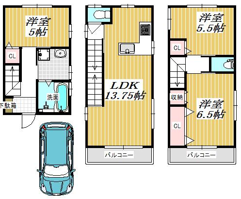 Floor plan. 24,800,000 yen, 3LDK, Land area 47.53 sq m , Building area 82 sq m   ◆ Freedom is possible design
