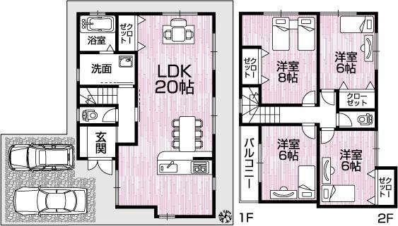 Floor plan. 32,800,000 yen, 4LDK, Land area 93.9 sq m , Building area 70.85 sq m