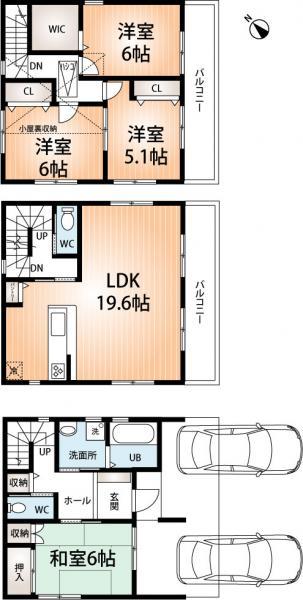 Floor plan. 36,800,000 yen, 4LDK, Land area 88.6 sq m , Building area 109.35 sq m