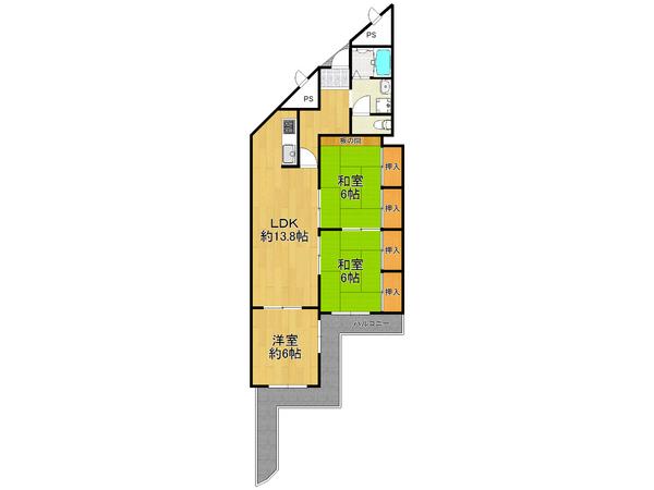 Floor plan. 3LDK, Price 14.9 million yen, Occupied area 78.11 sq m , Bright is a house on the balcony area 12.62 sq m south balcony