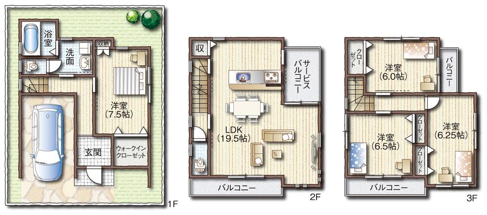 Floor plan. (No. 1 point), Price 34,800,000 yen, 4LDK, Land area 63.41 sq m , Building area 106.1 sq m