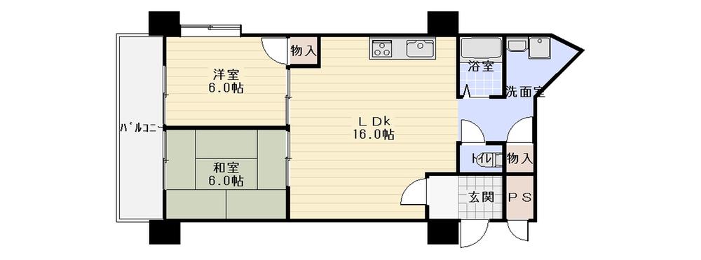 Floor plan. 2LDK, Price 12.8 million yen, Occupied area 66.47 sq m , Perfect living room is a must-see on the balcony area 6.06 sq m newlyweds