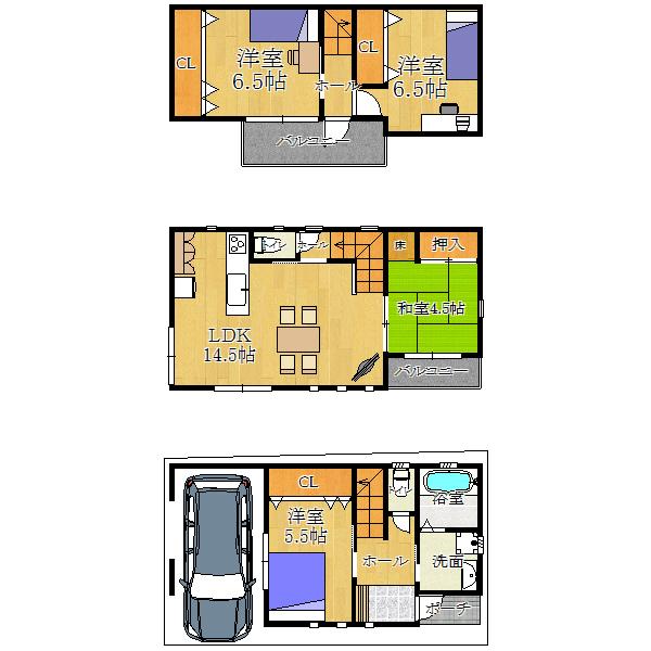 Floor plan. 28.8 million yen, 4LDK, Land area 55.05 sq m , Building area 92.05 sq m