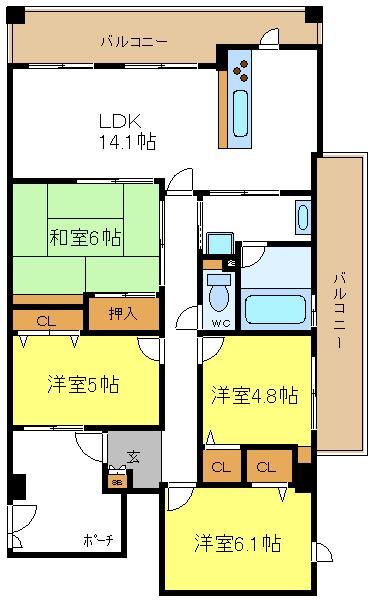 Floor plan. 4LDK, Price 23.8 million yen, Occupied area 81.57 sq m , Balcony area 22.23 sq m