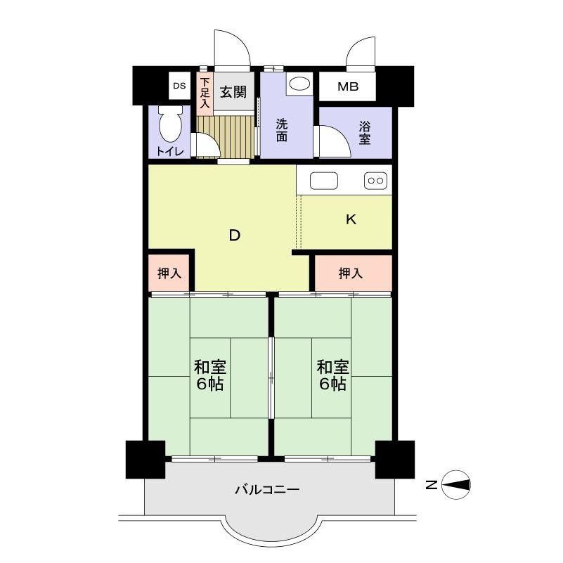 Floor plan. 2DK, Price 7.9 million yen, Occupied area 41.96 sq m , Balcony area 7.5 sq m