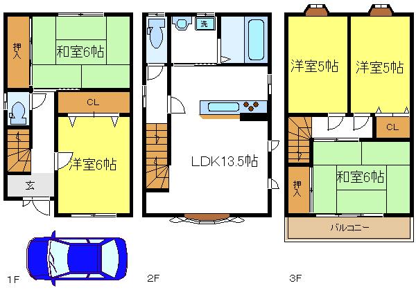 Floor plan. 11.8 million yen, 5LDK, Land area 50.15 sq m , Building area 91.35 sq m