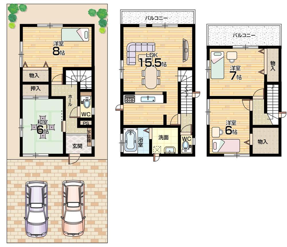 Floor plan. (A No. land), Price 31,800,000 yen, 4LDK+S, Land area 92.58 sq m , Building area 105.57 sq m