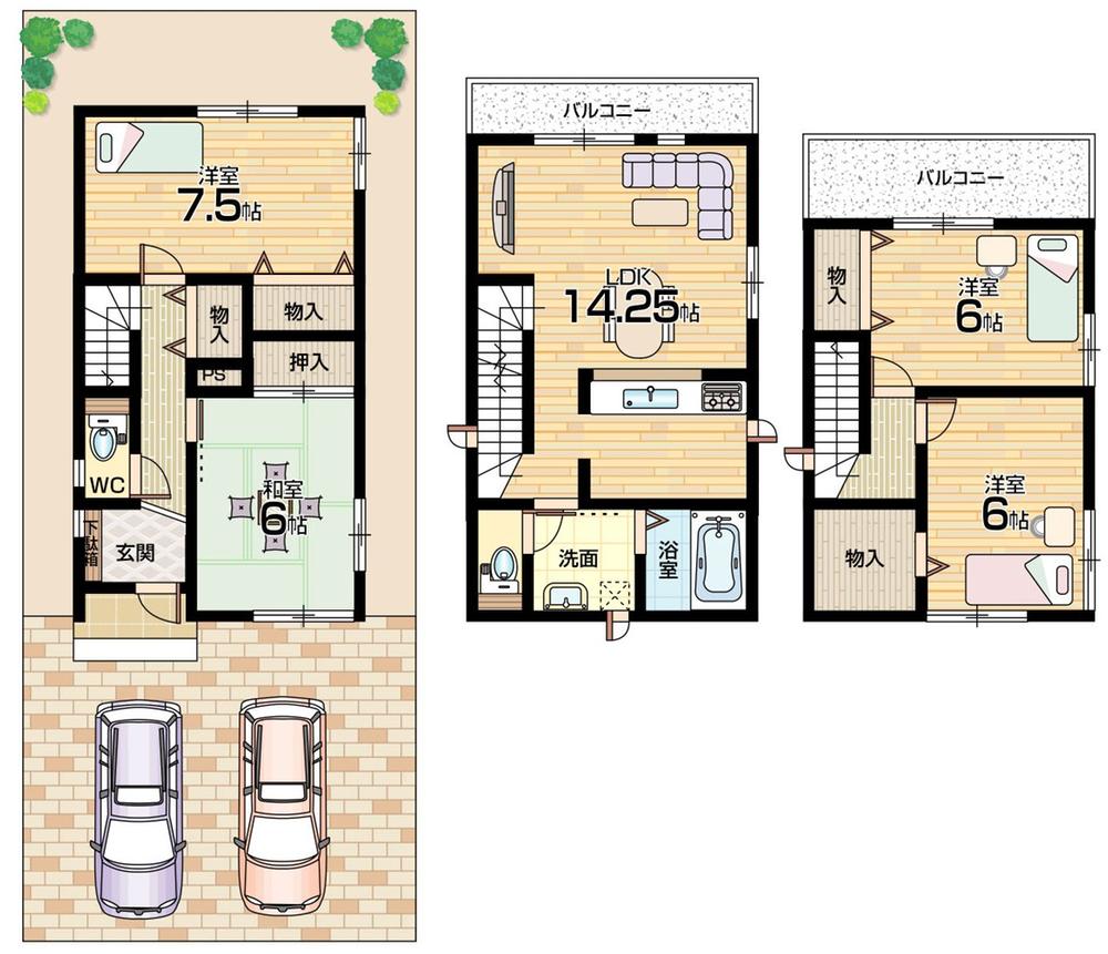 Floor plan. (B No. land), Price 31,300,000 yen, 4LDK+S, Land area 94.53 sq m , Building area 100.6 sq m