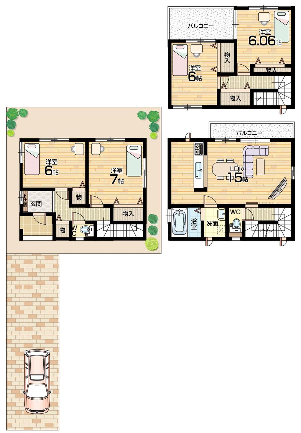 Floor plan. (C No. land), Price 28,300,000 yen, 4LDK, Land area 99.94 sq m , Building area 102.67 sq m