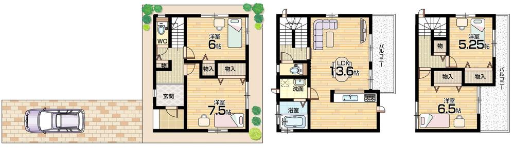 Floor plan. (D No. land), Price 27,800,000 yen, 4LDK, Land area 99.13 sq m , Building area 98.43 sq m