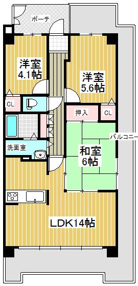 Floor plan. 3LDK, Price 16 million yen, Occupied area 65.19 sq m , Balcony area 26 sq m