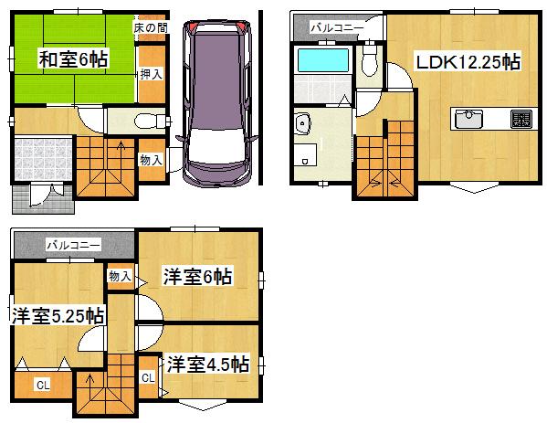 Floor plan. 20.8 million yen, 4LDK, Land area 50 sq m , Building area 104.19 sq m