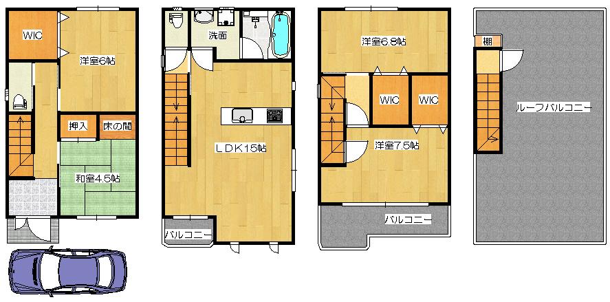 Floor plan. 27,800,000 yen, 4LDK, Land area 51.6 sq m , Building area 99.68 sq m