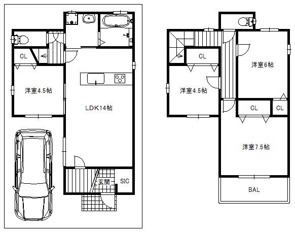 Floor plan. 28.5 million yen, 4LDK, Land area 85.27 sq m , The building area is 89.43 sq m plan example! Please tell us floor plan of your choice ☆ 