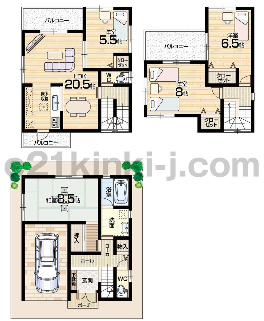 Floor plan. (No. 1 point), Price 32,800,000 yen, 4LDK, Land area 68.71 sq m , Building area 119.34 sq m