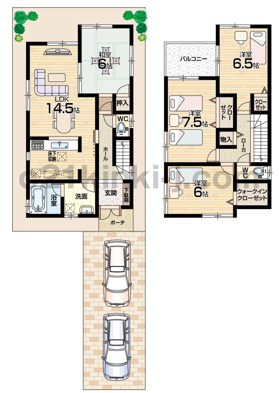 Floor plan. (No. 3 locations), Price 32,800,000 yen, 4LDK+S, Land area 106.49 sq m , Building area 95.58 sq m