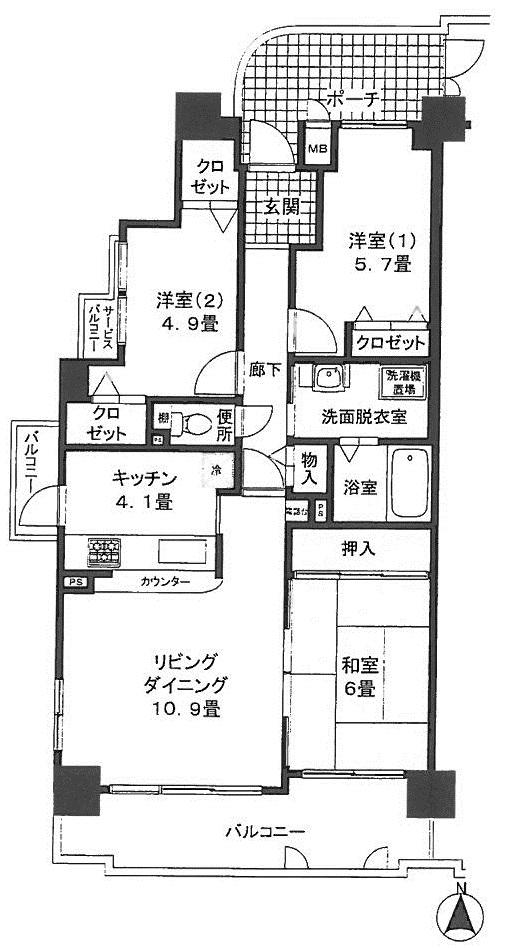Floor plan. 3LDK, Price 18,800,000 yen, Occupied area 73.71 sq m , Balcony area 12.29 sq m southwest angle room!