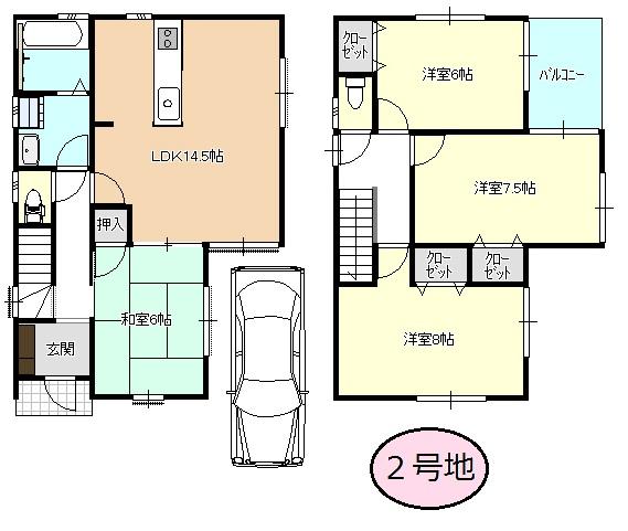 Floor plan. (No. 2 locations), Price 26,800,000 yen, 4LDK, Land area 90.53 sq m , Building area 94.77 sq m