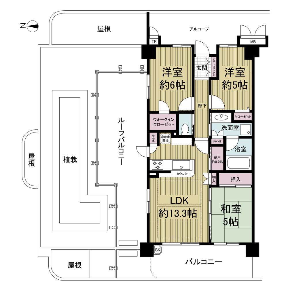 Floor plan. 3LDK + S (storeroom), Price 24,900,000 yen, Occupied area 67.48 sq m , Balcony area 11.31 sq m north ・ West ・ It is east of the corner room