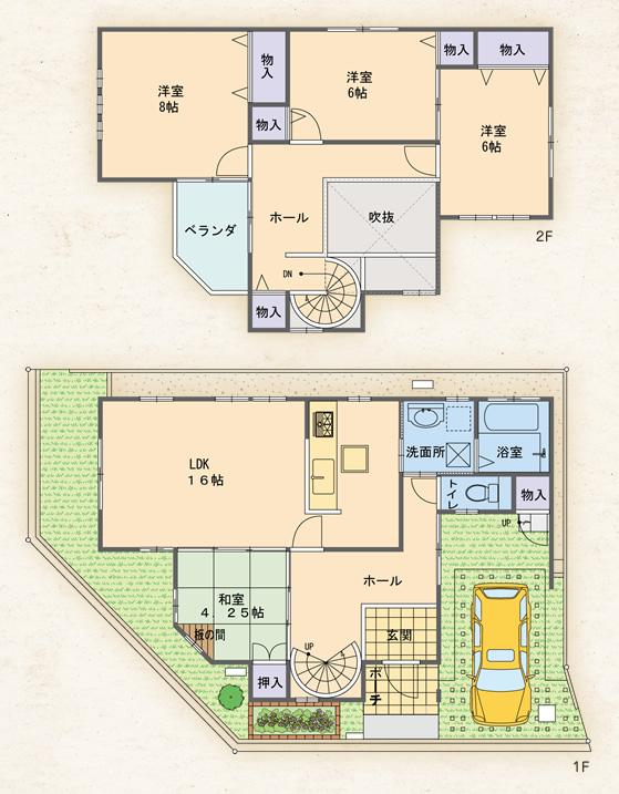 Floor plan. (77 No. land), Price 36,800,000 yen, 4LDK, Land area 106.09 sq m , Building area 106.96 sq m