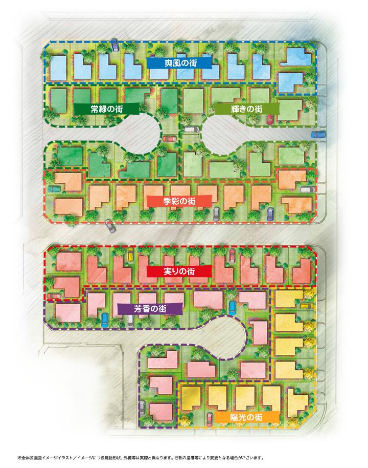 The entire compartment Figure. Make the full 72 family of community, Smile full of urban development. (Compartment view image illustrations)